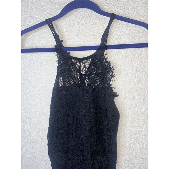 Free People Intimately Black dress Lace Sexy Crochet XS HOCO fairy goth - Picture 4 of 13